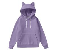 Felpa con cappuccio a forma di gatto per ragazze adolescenti, felpe oversize con cappuccio con orecchie da gatto, carine felpe con cappuccio per donne, top kawaii con orecchie con cappuccio, pullover