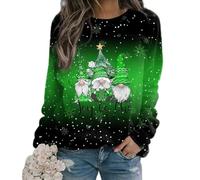 Felpa con cappuccio a maniche lunghe con scollo rotondo e stampa anime, motivo Babbo Natale, per vacanze, uso quotidiano in primavera, estate, autunno inverno (XXL verde)