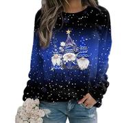 Felpa con cappuccio a maniche lunghe con scollo rotondo e stampa anime, motivo Babbo Natale, per vacanze, uso quotidiano in primavera, estate, autunno inverno (XXXL blu)