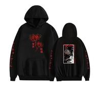 Felpa con cappuccio a maniche lunghe con stampa anime Tokyo Ghoul Ken Kaneki con grafica manga giapponese per uomo donna, B-nero, S