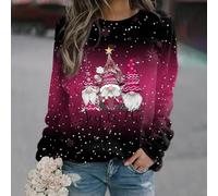 Felpa con cappuccio a maniche lunghe con stampa di Babbo Natale con motivo anime, girocollo, per vacanze, uso quotidiano in primavera, estate, autunno inverno (XXL rosa)