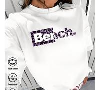 Felpa con cappuccio a maniche lunghe con stampa leopardata rosa e logo Bench, vestibilità ampia per tutti i giorni, stile street, top estivo, serie K-Pop warrior, top in puro cotone, abbigliamento da 