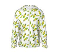 Felpa con cappuccio a maniche lunghe con zip per uomo e donna, con motivo a foglie verdi, con tasche, Nero , L