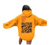 Felpa con cappuccio a maniche lunghe da donna stampata con scollo rotondo da donna 2026 San Valentino, Giallo, S