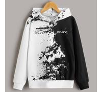 Felpa con cappuccio a maniche lunghe di moda con colori a contrasto per ragazzo pre-adolescente 6Y,7Y,8Y,9Y,10Y,11-12Y,13-14YBlocchi di colore,LettereTessuto