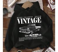 Felpa con cappuccio a maniche lunghe in maglia spessa con grafica di testo "Vivi una vita moderna" e auto cool, adatta per ragazzi, casual e comoda per tutti i giorni, adatta per autunno/inverno 6Y,7Y
