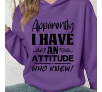 Felpa con cappuccio a maniche lunghe per ragazze con grafica "Ovviamente ho un atteggiamento, chi l'avrebbe mai pensato!", comoda e alla moda, casual e versatile, ideale per la scuola, lo shopping, lo