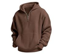 Felpa con cappuccio a nido d'ape con zip a un quarto di quarto, pullover casual per bambini con polsini a costine felpe con cappuccio per bambini autunno inverno corsa camminata felpa per il tempo