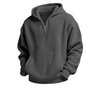 Felpa con cappuccio a nido d'ape con zip a un quarto di quarto, pullover casual per bambini con polsini a costine felpe con cappuccio per bambini autunno inverno corsa camminata felpa per il tempo