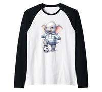 Felpa con Cappuccio a Righe con Elefante Carino Calciatore Maglia con Maniche Raglan