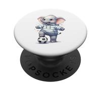 Felpa con cappuccio a righe con elefante carino calciatore PopSockets PopGrip Adesivo