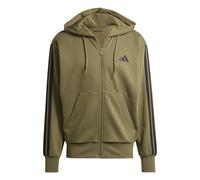 adidas Uomo Essential Three Stripes Fleece Zipper Hoodie, Olive Strata/Black, XL