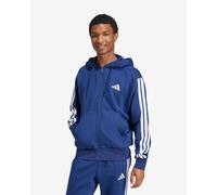 Felpa con cappuccio adidas Essentials Fleece 3S Full Zip blu scuro bianco - S