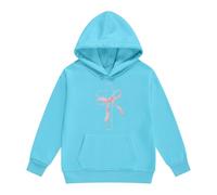 Felpa con cappuccio autunnale e ragazza, comoda ispiratrice, con cappuccio, tasca a marsupio, religiosa, minimalista, simbolo Chi-Rho, tinta unita, per chiesa, Stile P11 Blu, 1-2 Jahre