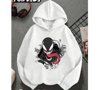 Felpa con cappuccio autunnale per ragazzi/bambini, con stampa grafica del personaggio Marvel e busto di Venom, a maniche lunghe, con vestibilità comoda e spalle scese, colore bianco. 8 anni,9 anni,11-