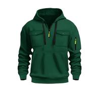 Felpa con Cappuccio Autunno e Inverno Uomo Tinta Unita Felpe con Zip a Un Quarto Casual Semplice Maglia Multitasche Larghi Tessuto Morbido Maglie Canguro Tasca Abbigliamento per Il Tempo Libero