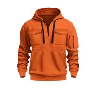 Felpa con Cappuccio Autunno e Inverno Uomo Tinta Unita Felpe con Zip a Un Quarto Casual Semplice Maglia Multitasche Larghi Tessuto Morbido Maglie Canguro Tasca Abbigliamento per Il Tempo Libero