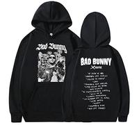 Felpa Con Cappuccio Bad Bunny Felpa Con Cappuccio Grafica Felpe Con Cappuccio Pullover Uomo Donna Moda Hip Hop Casual Oversize Manica Lunga Felpa Harajuku Abbigliamento Di Strada Neutro Top-Black||XXS