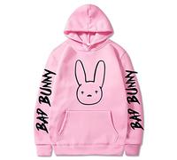 Felpa con Cappuccio Bad Bunny Felpa con Cappuccio Moda Top Hip Hop Streetwear Uomo Donna Felpe con Cappuccio Oversize Maniche Lunghe Felpe Harajuku Tute da Ginnastica Neutro Pullover-Black||XXS