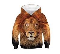 Felpa con Cappuccio Bambini Hoodie Unisex,Morbuy Stampa 3D Leone Psichedelico Moda Autunno Inverno Manica Lunga Pullover per Ragazze e Ragazzi 6-14 Anni (L (145-150cm),Leone Giallo)