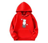 Felpa con Cappuccio Bambini Unisex Pullover Inverno T-Shirt Cartoon Stampa Tinta Unita Sweatshirt Calda Cappotto Caldo Capispalla Autunno Winte Girocollo Top per Bambina 1-7 Anni