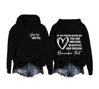 felpa con cappuccio basic Behind Me Dear Person Behind Me You Are Amazing Enough Felpe unisex per le donne, Nero , XXL