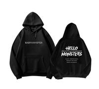 Felpa con cappuccio BM World Tour Hello Monsters 2025 BABY-MON-S7ER Felpa in cotone stampato con supporto K-pop(A black,L)