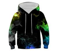 Felpa con Cappuccio Boy Teen Cartoon Print Pullover 3D con Tasca Bambini Ragazza Ragazzi Top Casual Sportivo Scuola Autunno Inverno Regalo Bambini (Green, 7-8 Years)