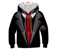 Felpa con Cappuccio Boy Teen Cartoon Print Pullover 3D con Tasca Bambini Ragazza Ragazzi Top Casual Sportivo Scuola Autunno Inverno Regalo Bambini (Black, 3-4 Years)