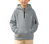 Felpa con cappuccio cargo per bambini con cerniera a un quarto a maniche | Felpe invernali in pile con tasche accoglienti termiche casual all'aperto top maglione corsa uscire sport viaggi vacanza
