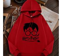 Felpa con cappuccio casual calda, comoda e morbida, oversize, con spalle cadenti, stile college, stile streetwear, con coulisse, in pile sportivo, a maniche lunghe, Harry Potter, motivi dei personaggi