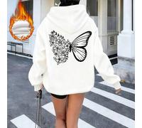 Felpa con cappuccio casual da donna con fodera termica, con design di stampa universitaria, che irradia una vivace giovinezza. Adatta per correre, rilassarsi, riunioni, feste e per fornire calore nell