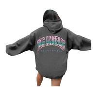Felpa con cappuccio casual da donna, stampa divertente, maglione a maniche lunghe, per tutti i giorni, vestibilità comoda, girocollo per fratelli per 2, grigio., S