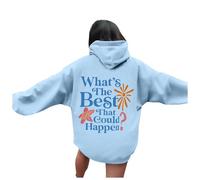 Felpa con cappuccio casual da donna What The Best That Could Happen Y2K Graphic Anime Pullover Clothes 2025 Abiti con cappuccio Workou College University Trendy Preppy Gothic Fall Comfort Fashion, blu