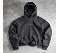 Felpa con cappuccio casual da uomo con doppio cappuccio, patchwork, streetwear, felpa oversize con grafica, "Friends, I Love My Boyfriend", design strutturale in stile di strada con motivo ricamato a 