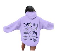 Felpa con cappuccio casual da uomo con tasca, comoda felpa con cappuccio per l'uso quotidiano, design Ocean World, perfetto jeans per la primavera maglione di lana per bambini, Lilla, XL
