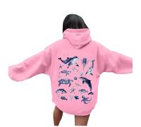 Felpa con cappuccio casual da uomo con tasca, comoda felpa con cappuccio per l'uso quotidiano, design Ocean World, perfetto jeans per la primavera maglione di lana per bambini, Colore: rosa., XL