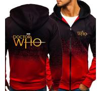 Felpa con cappuccio casual da uomo for Doctor Who, con cerniera, alla moda, giacche e capispalla con tasca(A,3XL)