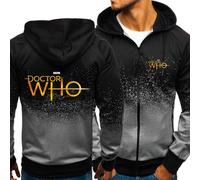 Felpa con cappuccio casual da uomo for Doctor Who, con cerniera, alla moda, giacche e capispalla con tasca(C,XL)