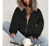 Felpa con cappuccio casual in pile con chiusura lampo anteriore, manica lunga, vestibilità morbida, capi superiori per laurea, outfit per il ritorno a scuola, laurea, outfit per insegnanti per donne,