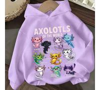 Felpa con cappuccio casual per ragazze adolescenti con stampe di lettere carine e motivi a pesce, adatta per la scuola, lo shopping e le passeggiate per strada, felpa per il ritorno a scuola in autunn