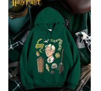 Felpa con cappuccio casual retrò americana oversize, comoda e morbida in cotone, con spalle cadenti, versatile, basic, stile college, sportiva, a maniche lunghe, con coulisse, Harry Potter, Draco di S