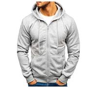 Felpa con cappuccio, comoda felpa con cappuccio, scandinava, semplice, con chiusura lampo, elasticizzata, per jogging, da uomo, per attività all'aperto, casual, adatta per ogni occasione, grigio., XXL
