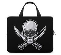 Felpa con cappuccio con bandiera dei pirati teschio e spade borsa per computer portatile divertente custodia protettiva per tablet valigetta con manico, Stile:, 15inch