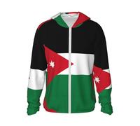 Felpa con cappuccio con bandiera della Giordania, leggera, traspirante, da pesca, per uomini e donne, giacca UV per attività all'aperto, escursionismo, corsa, viaggi, Nero , Taglia unica