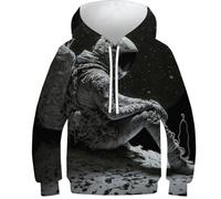 Felpa con cappuccio con cane nello spazio per bambini ragazzi ragazze pullover con cappuccio divertente felpe fresche a maniche lunghe con cappuccio leggero, Space_bounty_hunter_, 13-15 Years