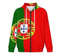 Felpa Con Cappuccio Con Cerniera Da Uomo - Felpa Con Cappuccio Con Cerniera Ideale Per Abbigliamento Casual Sportivo - Con Stampa Della Bandiera Del Portogallo Unisex Oversize Con Felpe Con Tasca S