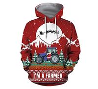 Felpa con cappuccio con cerniera nera grafica camicetta invernale per uomo autunno stampato top con cappuccio maglione casual e maglione digitale natale felpe con cappuccio e felpe per uomo, rosso, XL