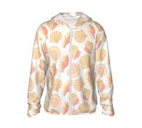 Felpa con cappuccio con cerniera per uomo e donna - Stampa conchiglie conche n. 9050 - Camicia da sole a maniche lunghe per uomo e donna con tasche, Nero , XXXL