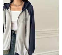 Felpa con cappuccio con chiusura lampo, maniche a raglan, blocchi di colore, con slogan "Raccogli il BELLO, Apprezza le COSE BUONE, Raccogli, Vedere è credere, Credi nel domani e nel futuro", manica l